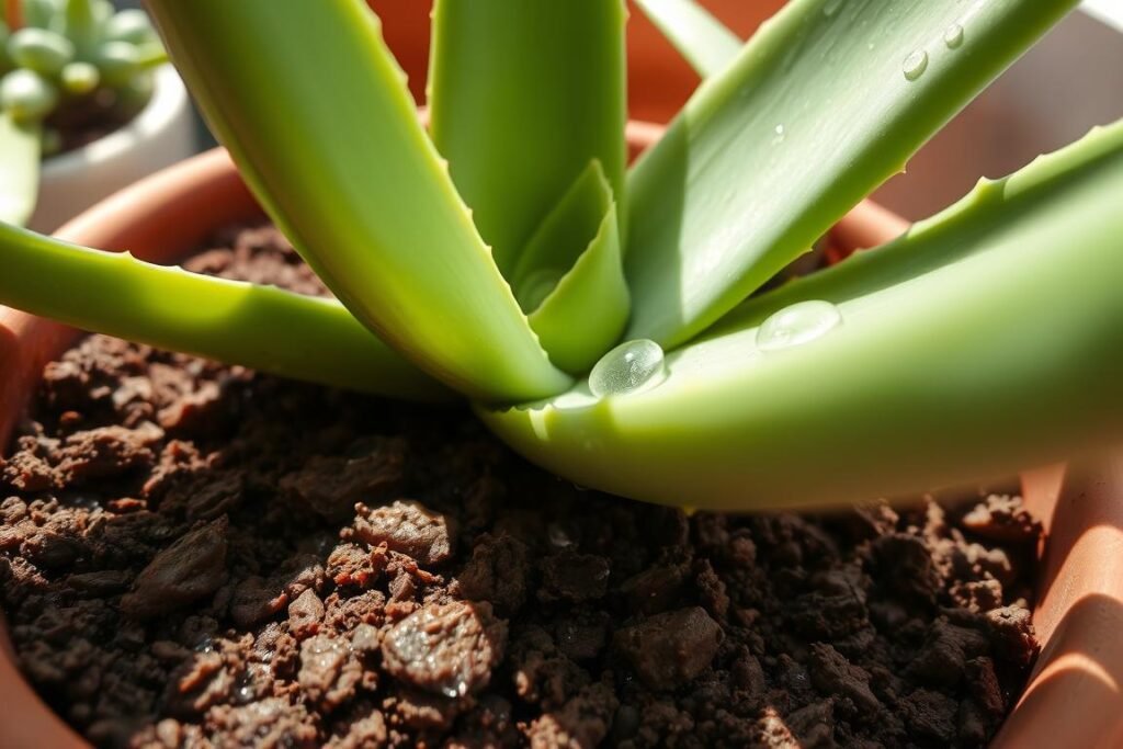 Aloe plant soil moisture