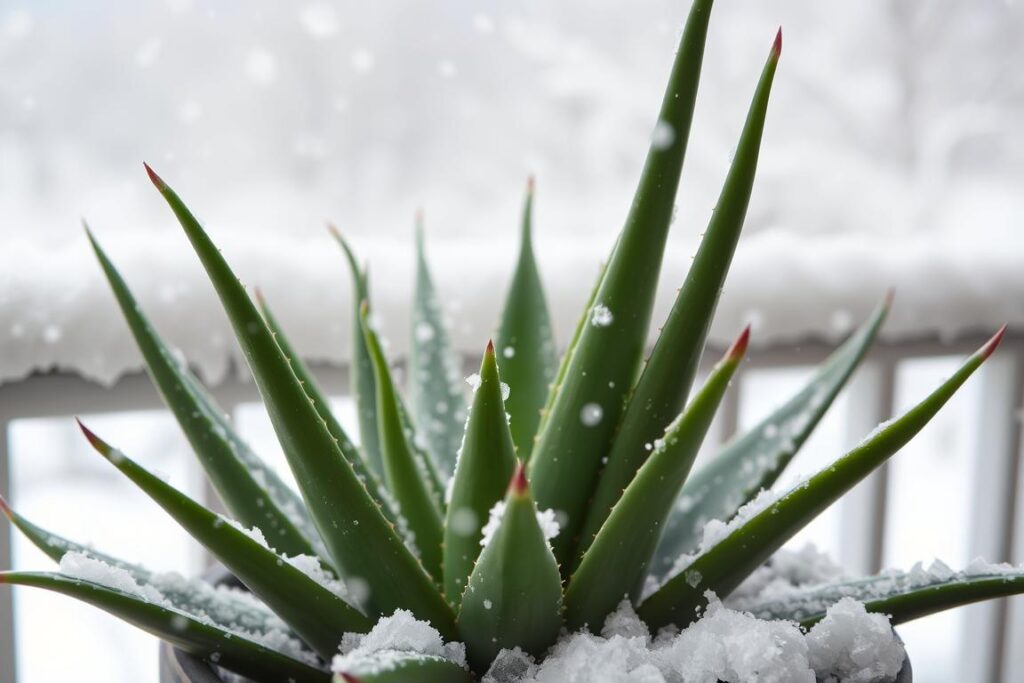 Aloe vera plant in winter