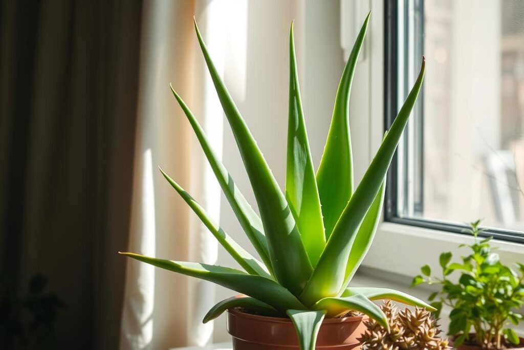 aloe vera plant in window