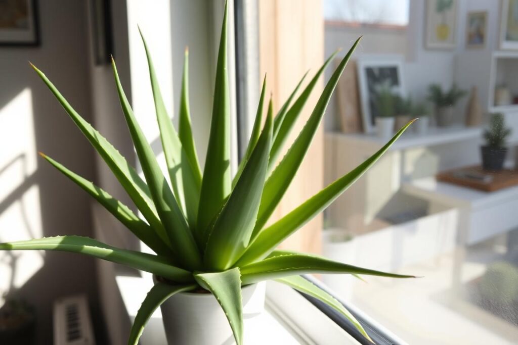 Aloe vera plant near window