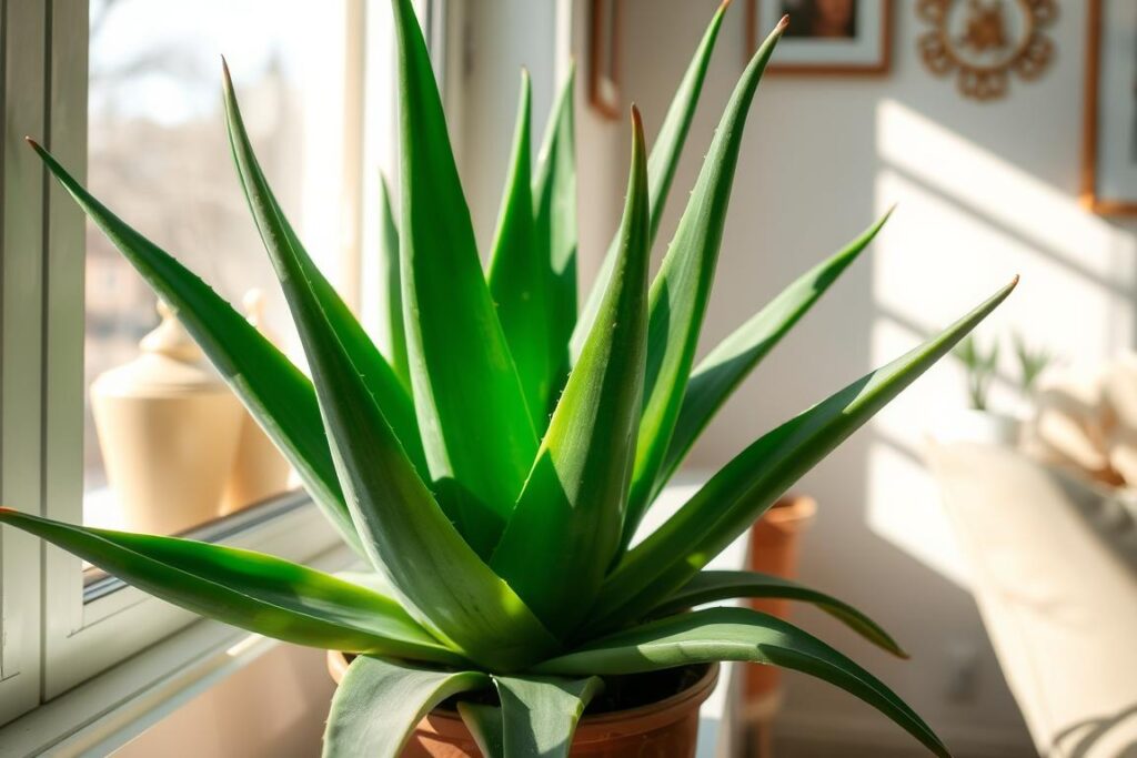 aloe vera plant on windowsill