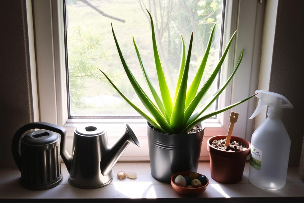 aloe vera care on windowsill