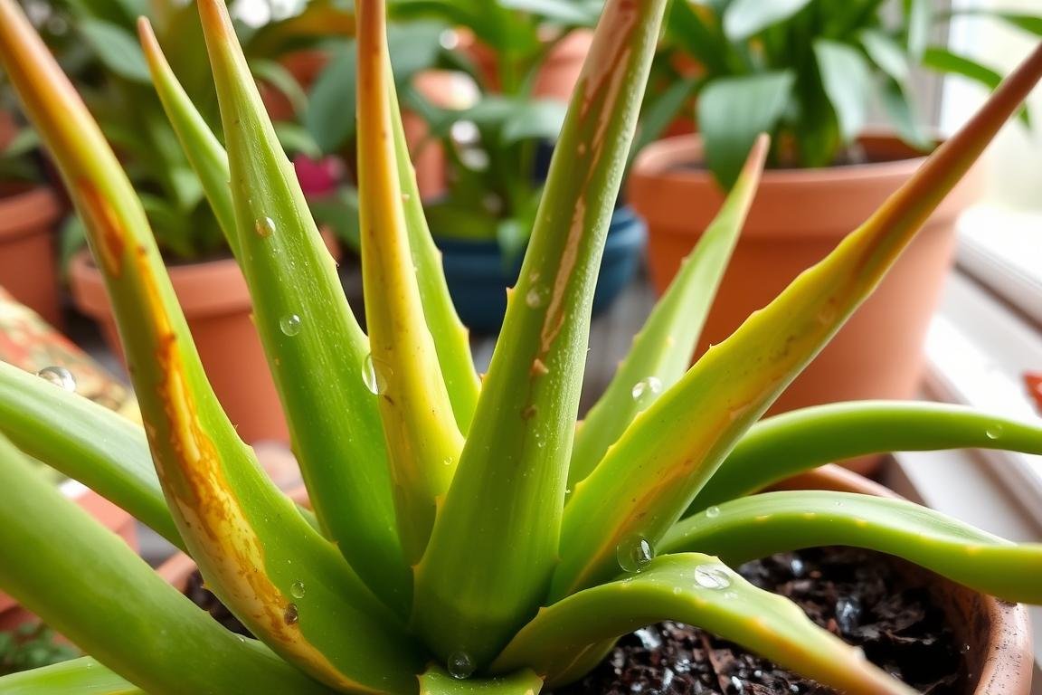 What are the signs of an overwatered aloe vera plant