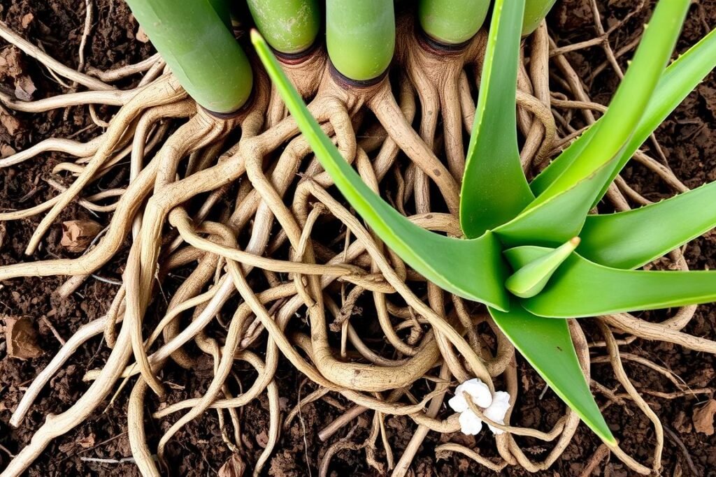 Aloe plant roots