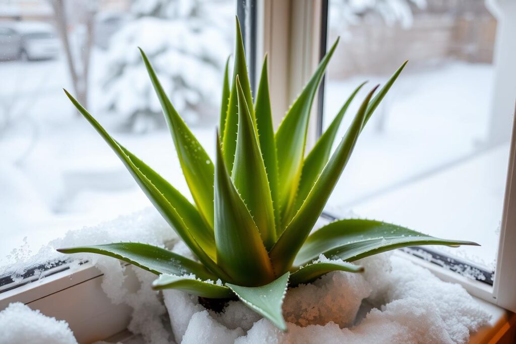 aloe vera plant in winter