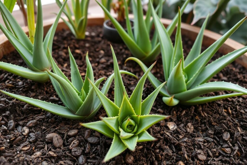 Coffee grounds and Aloe vera plants